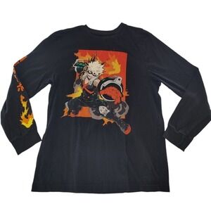 Funimation T-Shirt My Hero Academia Katsuki Bakugo Long‎ Sleeve Large Black